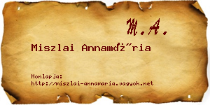 Miszlai Annamária névjegykártya
